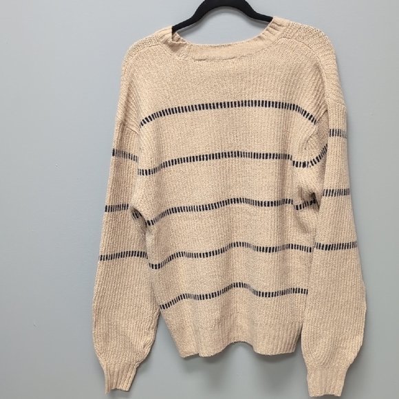 Cozy Knit Sweater with Navy Stripes - Picture 5 of 6